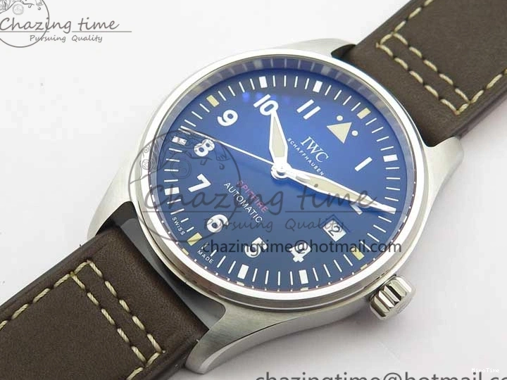 MIROTIME 0224 Original Pilot IW326803 SS MK 1:1 Best Edition Black Dial on Brown Leather Strap MIYOTA 7146